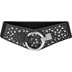 BlackButterfly Wide Elastic Stretch Retro Metal Interlock Buckle Belt